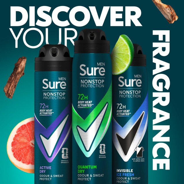 Sure Quantum Dry antiperspirant deodorant spray 250ml (British brand)