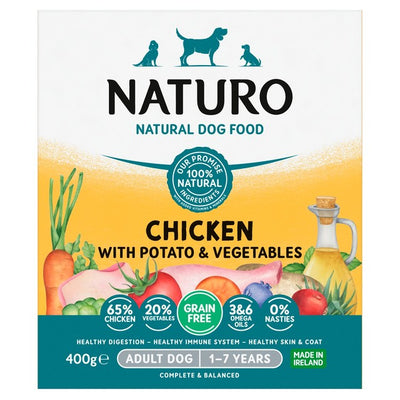 M&S Naturo Grain Free Chicken with Potato & Vegetables Wet Dog Food 400g- Buy online at McGrocer