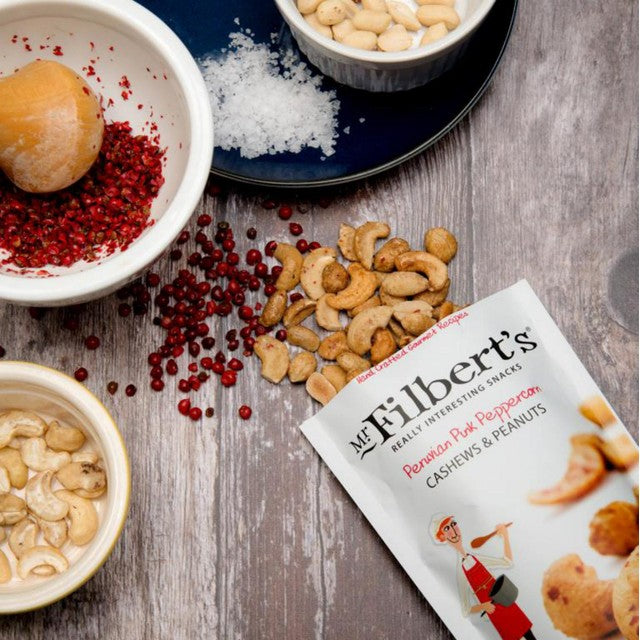 Mr Filberts Pink Peppercorn Mixed Nuts 100g, imported from the UK