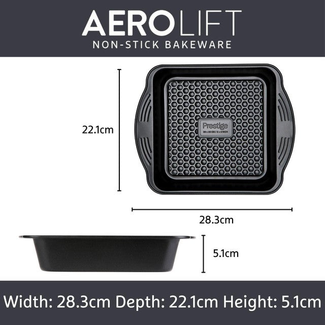 Prestige Aerolift square cake tin 20cm, imported from the UK