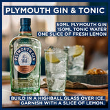 Plymouth Original Strength Gin 70cl, imported from the UK