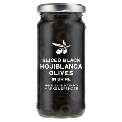 M&S M&S Sliced Black Hojiblanca Olives in Brine 230g- Buy online at McGrocer