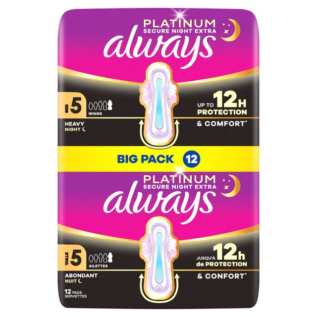 Always Platinum Sanitary Towels Secure Night Extra Size 5 - British product