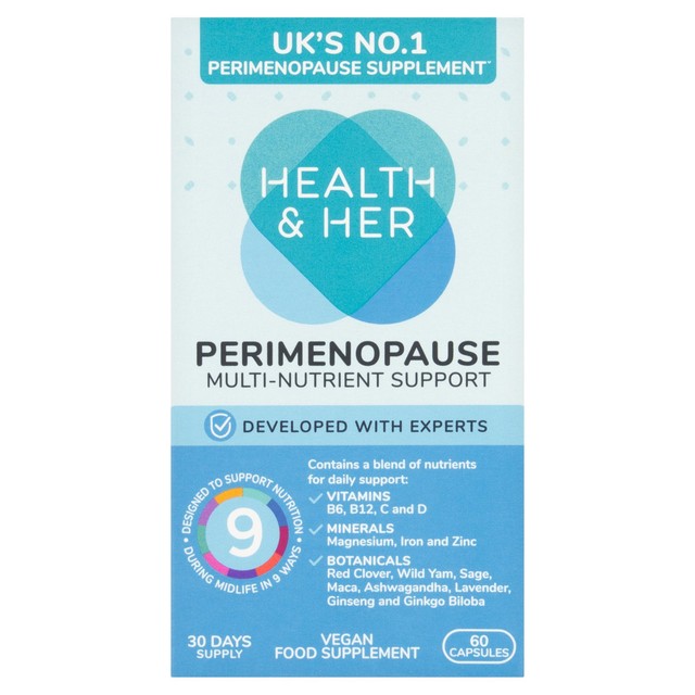 Health & Her Perimenopause supplement capsules 60 capsules, UK version