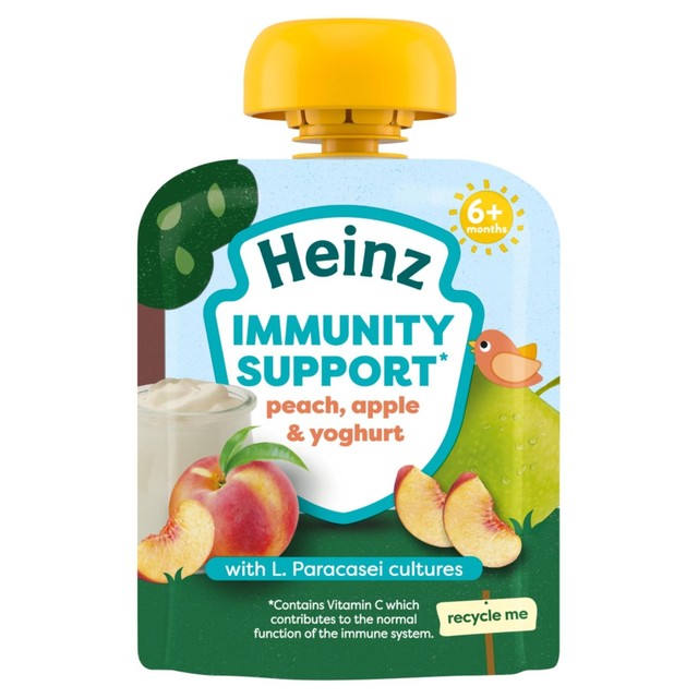 Heinz baby food pouch peach and yoghurt with apple 85g, UK version