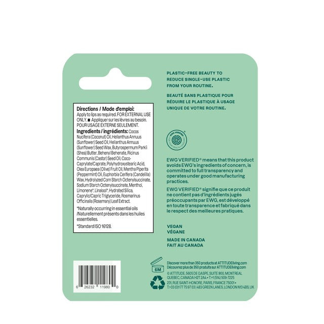 Attitude lip balm mint 8.5g - British product