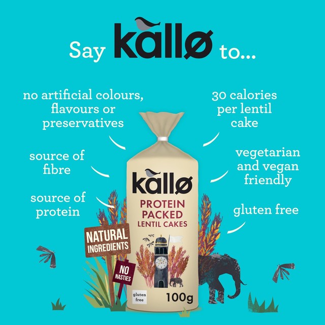 Kallo Protein Packed Lentil Cakes 100g, UK version