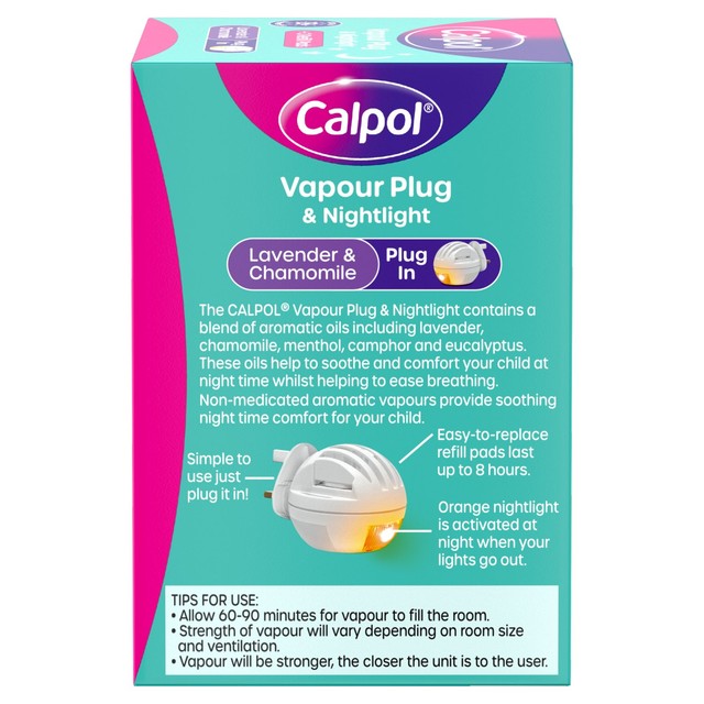 Calpol Vapour Plug and Nightlight Lavender Chamomile 3 Pads - British product