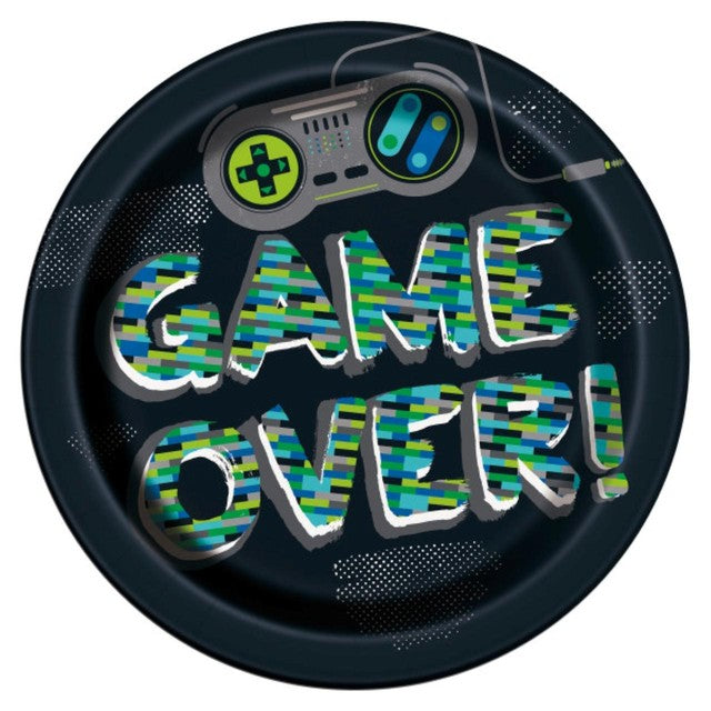 Unique Party gamer birthday paper party plates 9 inch, UK version