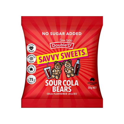 حلوى Savvy Sweets Sour Cola Sugar Free 50 جرام