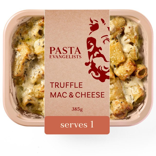 Pasta Evangelists Truffle Mac & Cheese ready meal 385g, imported from the UK