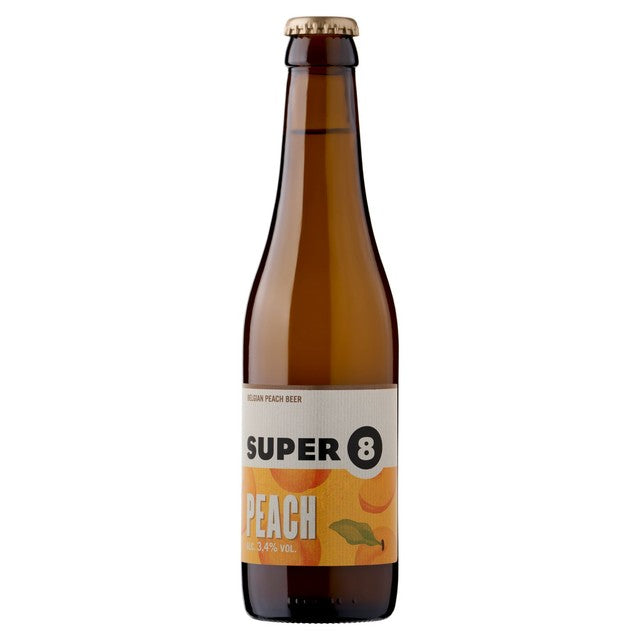 SUPER 8 peach beer, imported from the UK