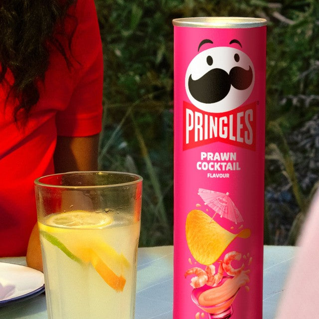 Pringles Prawn Cocktail flavour crisps 185g, imported from the UK