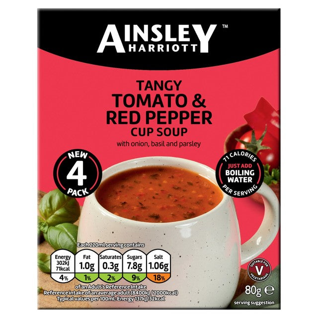 Ainsley Harriott tomato and roasted red pepper cup soup - British product