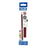 Milan HB triangular graphite pencils with eraser box of 12, imported from the UK