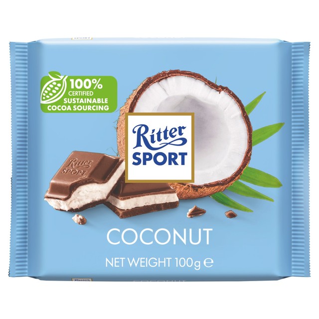 Ritter coconut milk chocolate bar 100g, imported from the UK