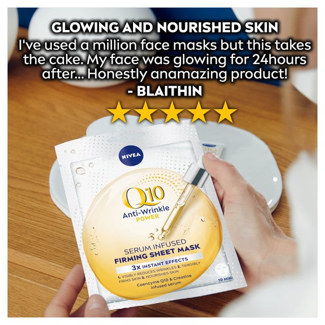 Nivea Q10 Power Anti-Wrinkle sheet mask, imported from the UK