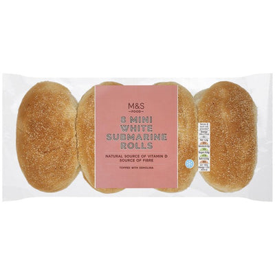 M&S M&S Mini White Submarine Rolls 8 per Pack- Buy online at McGrocer