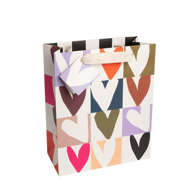 Caroline Gardner Colour Heart Grid large gift bag - British product