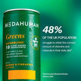 Medahuman Greens Superblend mango and pineapple wellness drink (British brand)