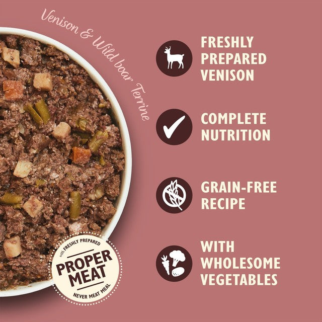 Lily's Kitchen venison and wild boar dog food terrine 400g, UK version