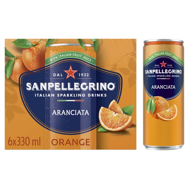 Bebida espumosa de naranja San Pellegrino 6x330ml (marca británica)