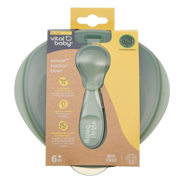 Vital Baby Nourish Power Suction Bowl natural moss (British brand)