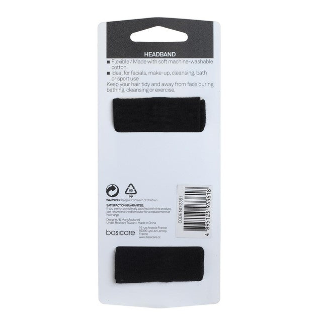 Basicare black cotton headband one size fits all - British product