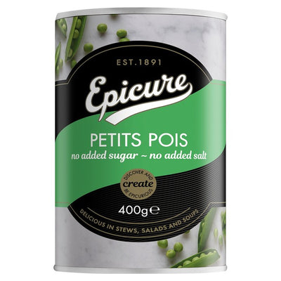 Epicure Petit Pois in Wasser, Erbsen aus der Dose, 400g