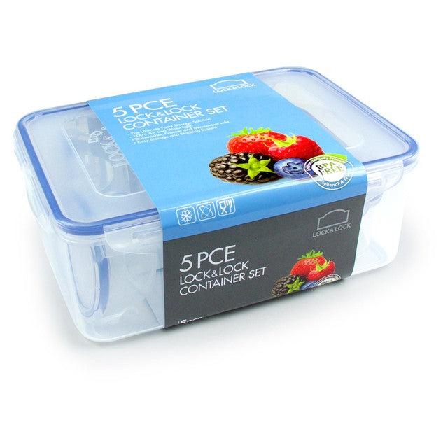 LocknLock 5-piece container set with airtight locking, UK version