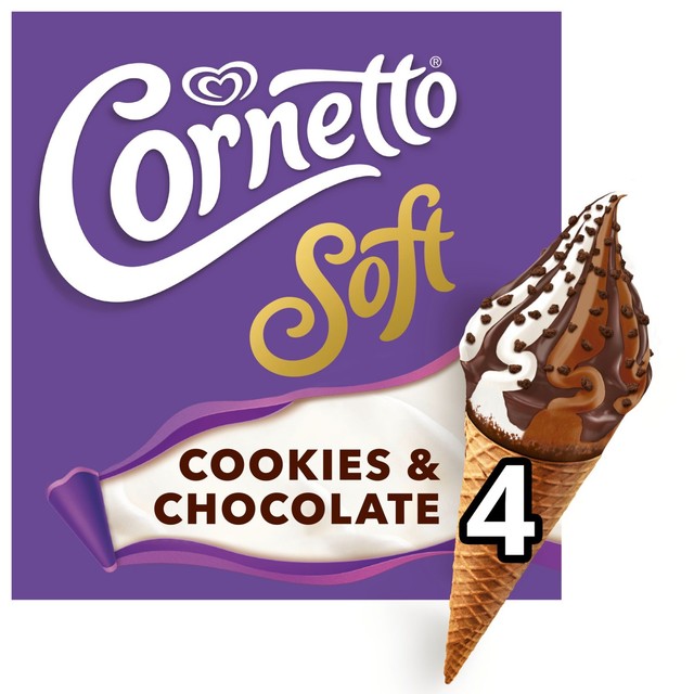 Wall's Soft Cookie & Chocolate ice cream cones 4 x 140ml - British product