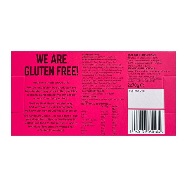 The Gluten Free Kitchen Bakewell tarts 2 x 70g, UK version