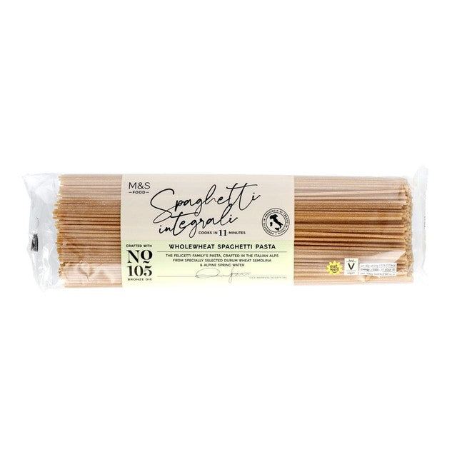 M&S wholewheat spaghetti pasta 500g, imported from the UK