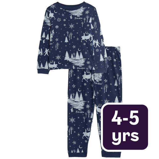M&S Frozen pyjamas Navy Mix 4-5 Y, imported from the UK