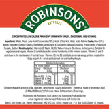 Robinsons peach barley squash no added sugar bottle, imported from the UK