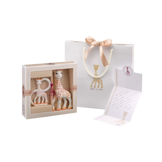 Sophie La Girafe teether set with original and So Pure teethers (British brand)