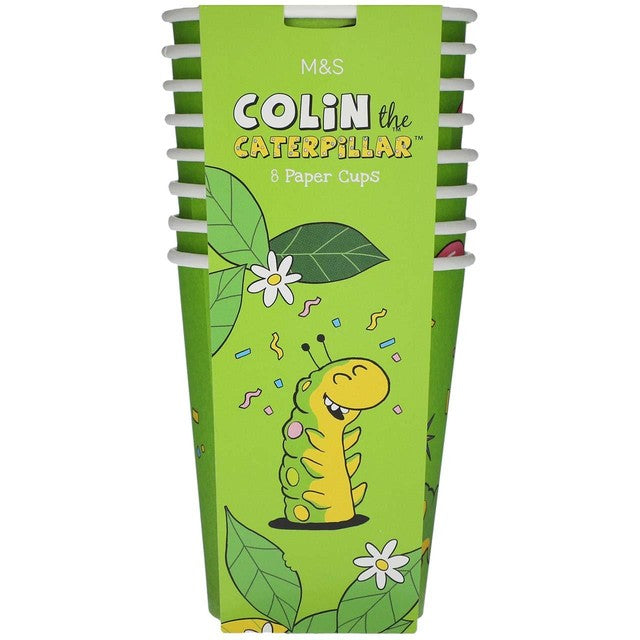 M&S Colin the Caterpillar paper party cups 250ml, imported from the UK