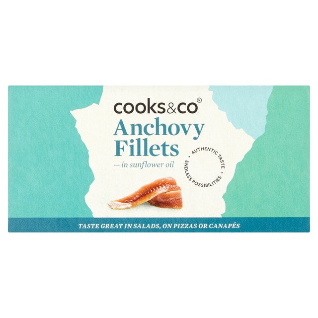 Cooks & Co anchovy fillets in sunflower oil, UK version