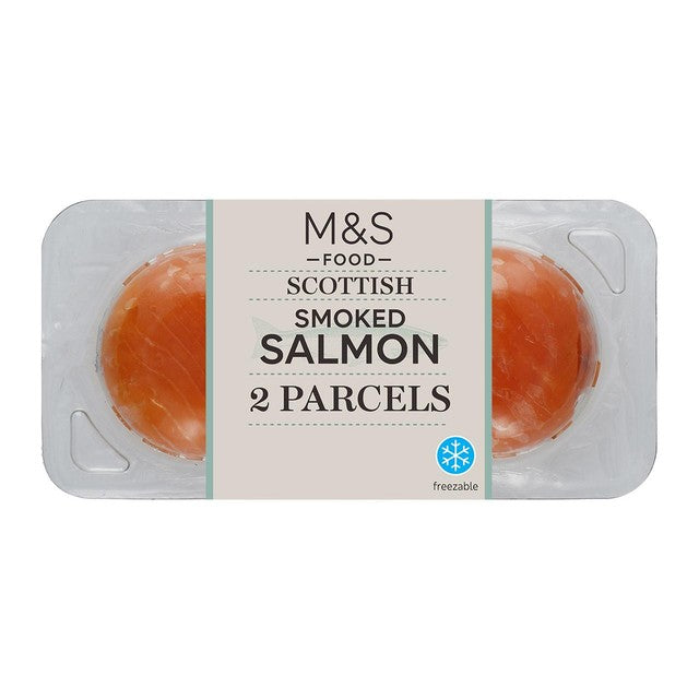 M&S Smoked Salmon Parcels Cream Cheese 110g, imported from the UK
