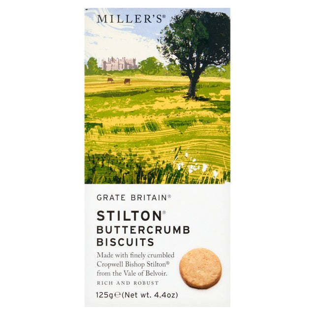 Miller's Stilton buttercrumb cheese biscuits 125g, imported from the UK