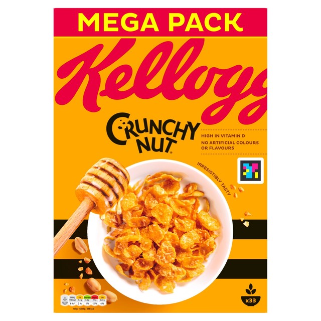 Kellogg's Crunchy Nut breakfast cereal with honey and peanuts - British product