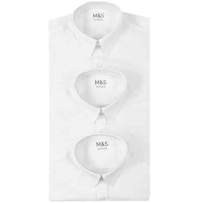 Chemises scolaires ajustées M&S 3 Pack Blanc