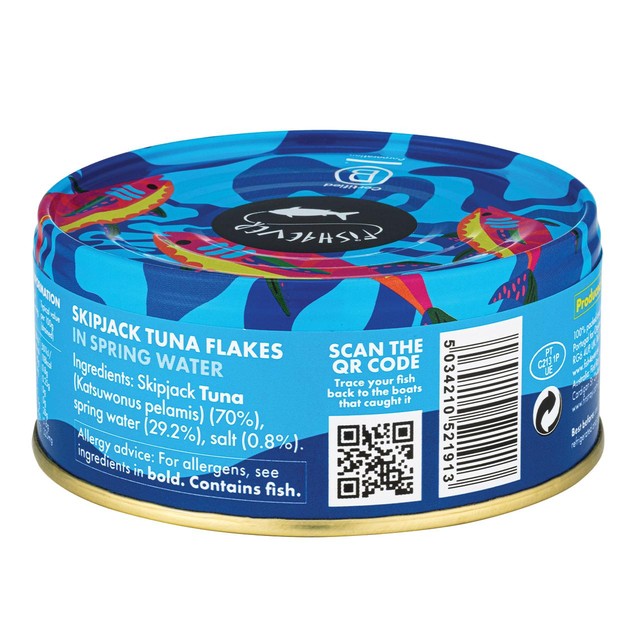 Fish 4 Ever Azores skipjack tuna flakes in spring water 160g - British product