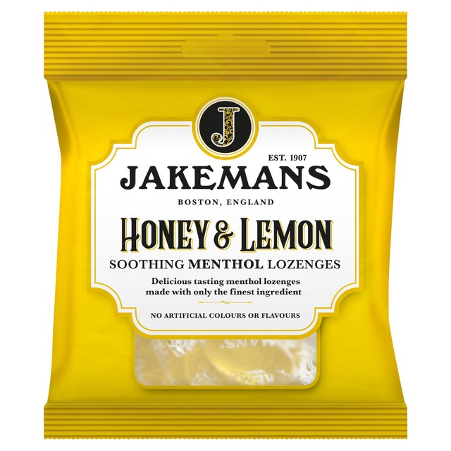 Jakemans honey and lemon menthol lozenges 73g, UK version