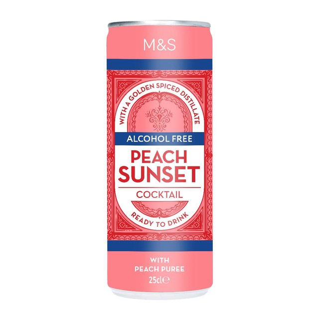 M&S Peach Sunset canned cocktail 250ml, imported from the UK