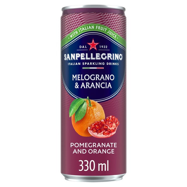 San Pellegrino Pomegranate and Orange soft drink 12 x 330ml cans (British brand)