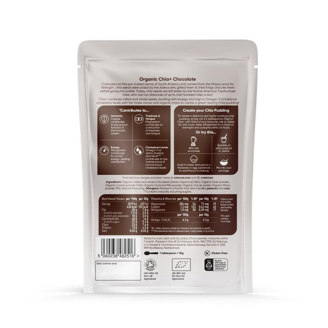 Naturya organic chocolate chia pudding blend 175g, imported from the UK