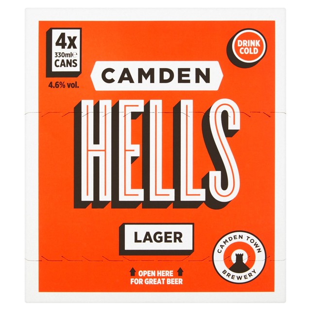 Camden Hells Lagerbier, 4 x 330 ml Dosen – Britisches Produkt