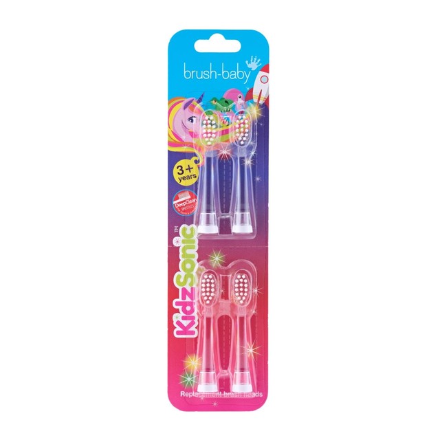 Brush-Baby KidzSonic replacement toothbrush heads 3-6 years pack of 4 - British product