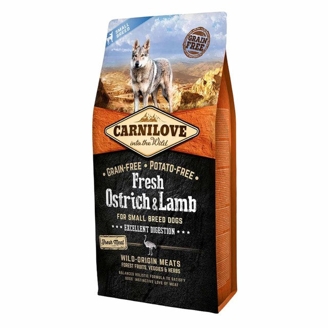 Carnilove Fresh Ostrich and Lamb small breed dog food 6kg - British product